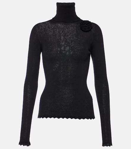 Floral-appliquÃ© wool turtleneck sweater - Blumarine - Modalova