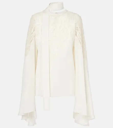 Blusa de georgette con encaje y lazada - Elie Saab - Modalova