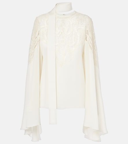 Blusa in georgette con pizzo - Elie Saab - Modalova