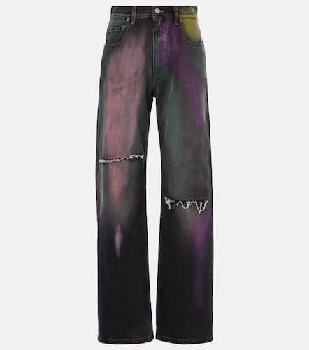 Printed distressed wide-leg jeans - MM6 Maison Margiela - Modalova