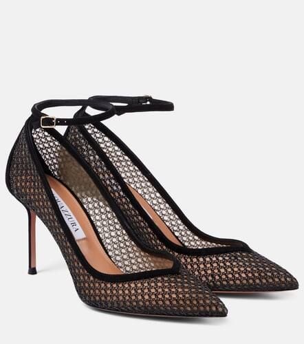 Asha 85 suede-trimmed mesh pumps - Aquazzura - Modalova