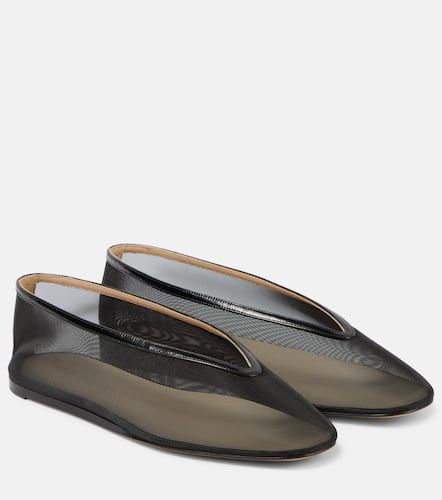 Le Monde BÃ©ryl Luna leather-trimmed mesh ballet flats - Le Monde Beryl - Modalova