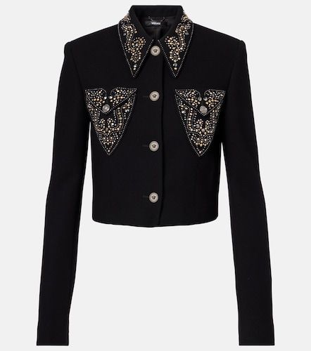 Giacca in misto lana con borchie - Versace - Modalova