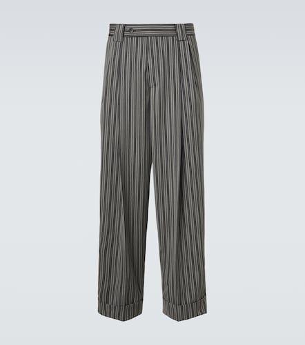 Striped virgin wool straight pants - Versace - Modalova