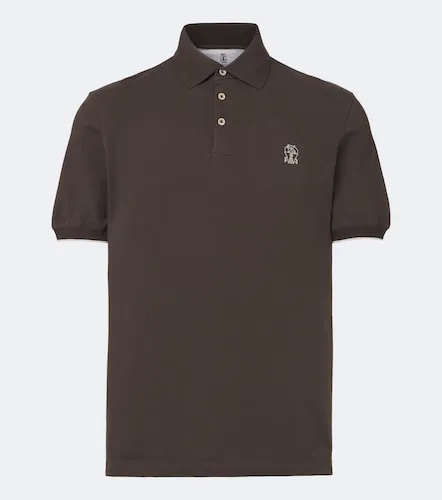 Polo de piqué de algodón con logo - Brunello Cucinelli - Modalova