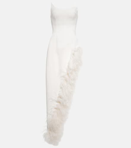 Feather-trimmed cady gown - David Koma - Modalova