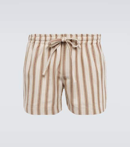 Mocha-stripe cotton-blend shorts - Commas - Modalova
