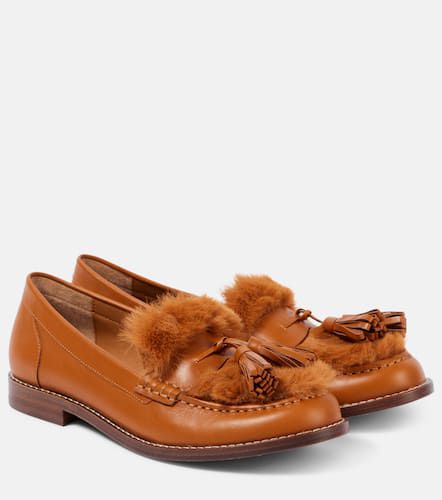 Rita faux fur-trimmed leather loafers - Clergerie - Modalova