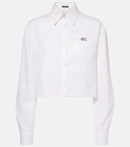 Camicia cropped Barocco in cotone - Versace - Modalova