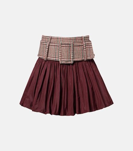 Checked ruched virgin wool miniskirt - Patou - Modalova