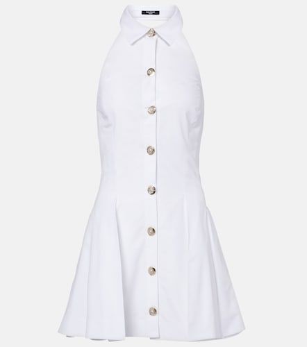 Vestido corto de popelín de algodón - Balmain - Modalova