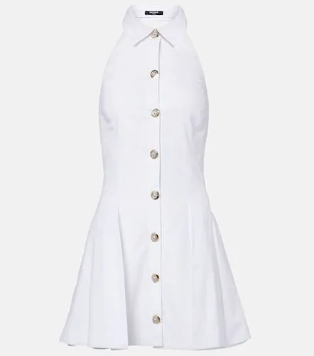 Vestido corto de popelín de algodón - Balmain - Modalova