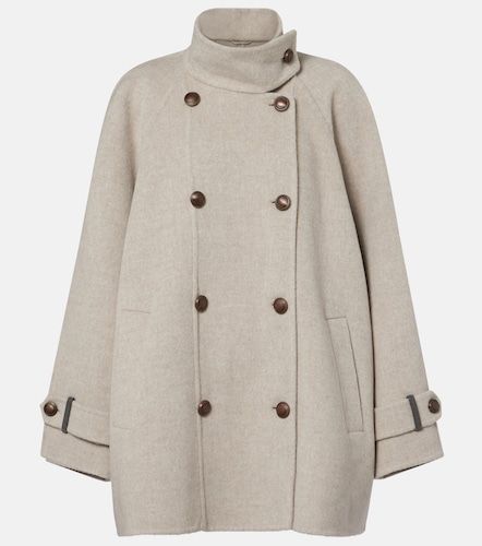 Double-breasted wool and cashmere coat - Brunello Cucinelli - Modalova
