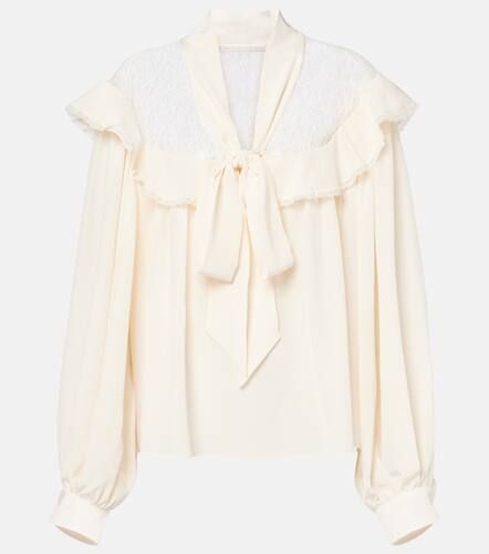 Bow-detail lace-trimmed silk blouse - Stella McCartney - Modalova