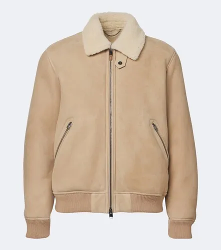 Shearling-trimmed suede blouson jacket - Canali - Modalova