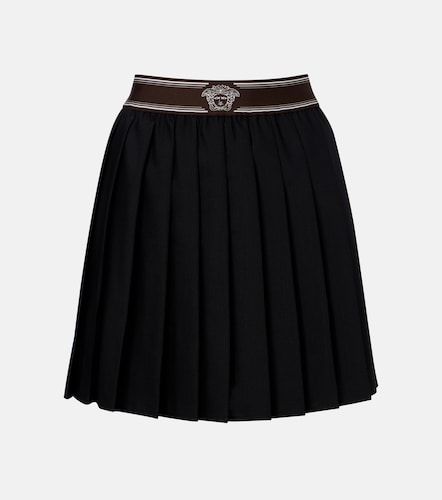 Minifalda de lana y mohair plisada - Versace - Modalova