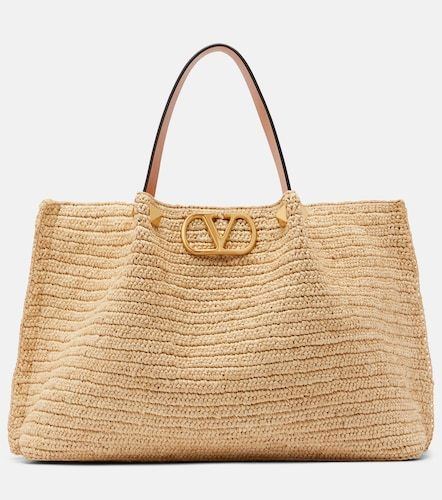 VLogo Medium raffia tote bag - Valentino Garavani - Modalova