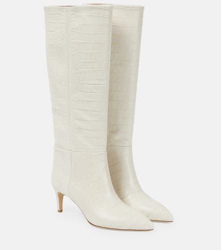 Croc-effect leather knee-high boots - Paris Texas - Modalova