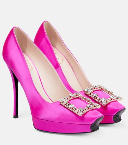 Flower Strass satin platform pumps - Roger Vivier - Modalova