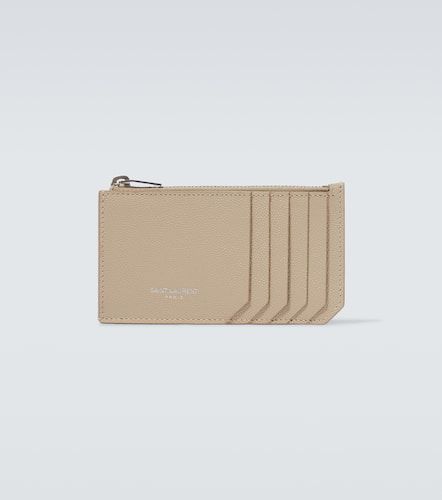 Embossed leather card holder - Saint Laurent - Modalova