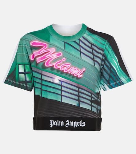 Printed cropped cotton T-shirt - Palm Angels - Modalova