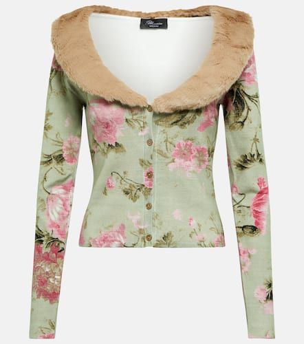 Bedruckter Cardigan mit Faux Fur - Blumarine - Modalova