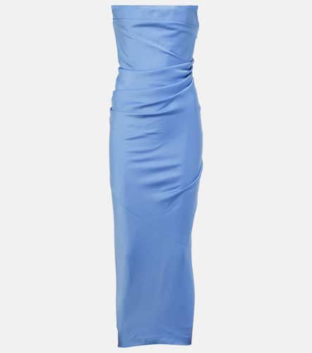 Draped strapless crepe midi dress - Alex Perry - Modalova