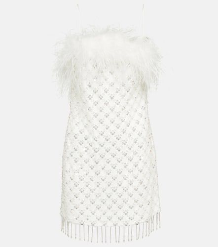 Feather-trimmed embellished minidress - Rebecca Vallance - Modalova