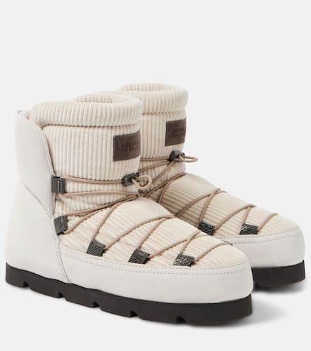 Shearling-lined corduroy and suede snow boots - Brunello Cucinelli - Modalova