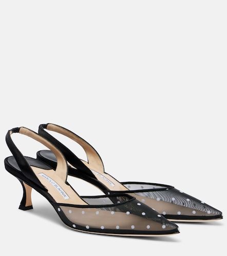 Carolyne 50 polka-dot mesh slingback pumps - Manolo Blahnik - Modalova