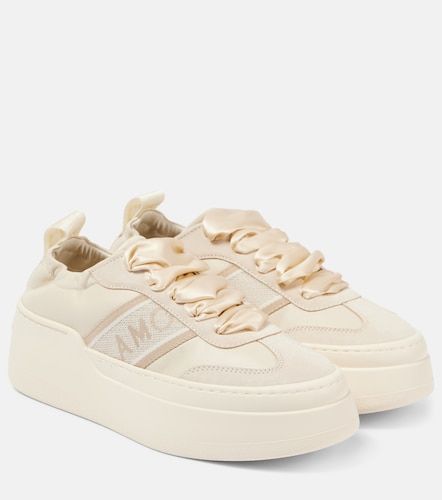 Sneakers platform in pelle con suede - Ferragamo - Modalova