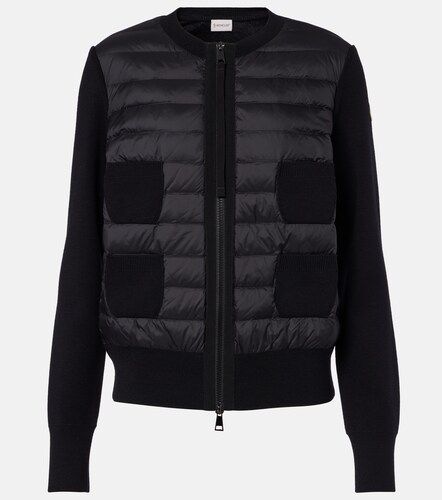 Tricot down-paneled virgin wool cardigan - Moncler - Modalova