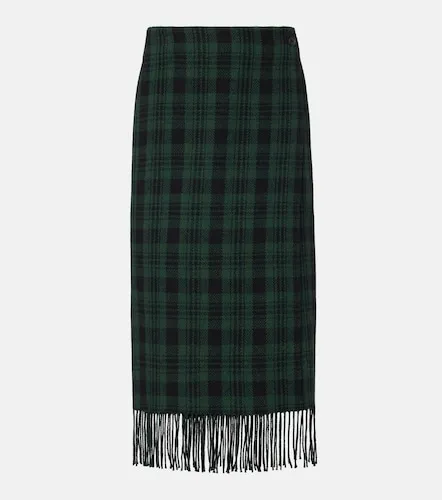 Checked fringed wool-blend wrap skirt - Polo Ralph Lauren - Modalova