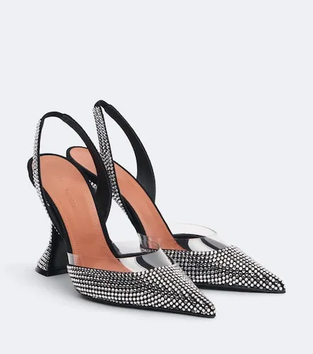 Lara embellished suede slingback pumps - Amina Muaddi - Modalova