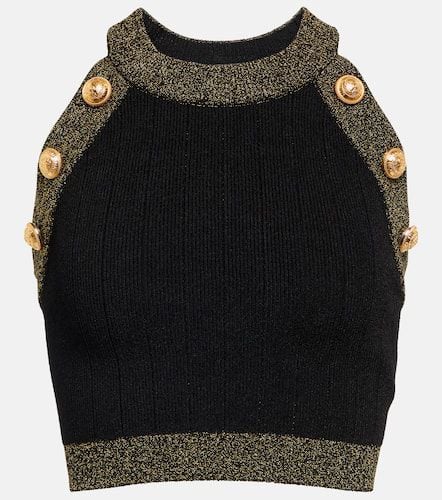 Balmain Metallic knit crop top - Balmain - Modalova