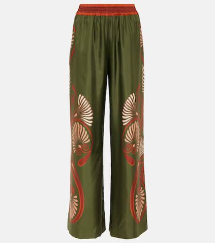 Printed silk twill palazzo pants - La DoubleJ - Modalova