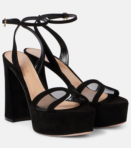 Sandali 120 con plateau in suede e mesh - Gianvito Rossi - Modalova