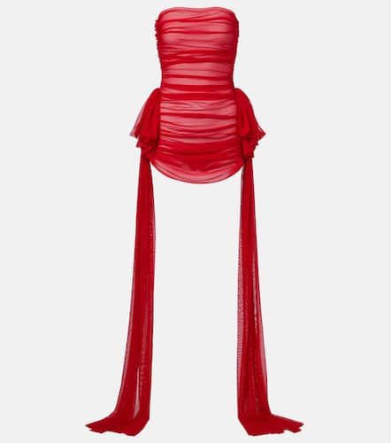 Bow-detail gathered mesh minidress - Norma Kamali - Modalova