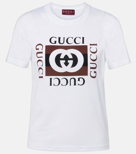 T-shirt in cotone con stampa Interlocking G - Gucci - Modalova