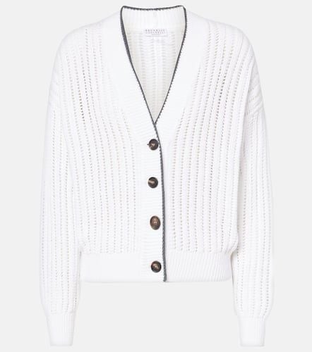 Ribbed-knit cotton cardigan - Brunello Cucinelli - Modalova