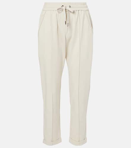 Cotton jersey cropped sweatpants - Brunello Cucinelli - Modalova