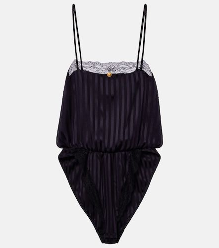 Lace-trimmed silk-blend jacquard bodysuit - Versace - Modalova