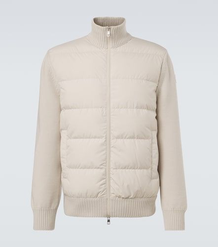 Tricot down-paneled virgin wool cardigan - Moncler - Modalova