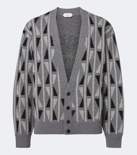 Cardigan in lana e cashmere jacquard - Versace - Modalova