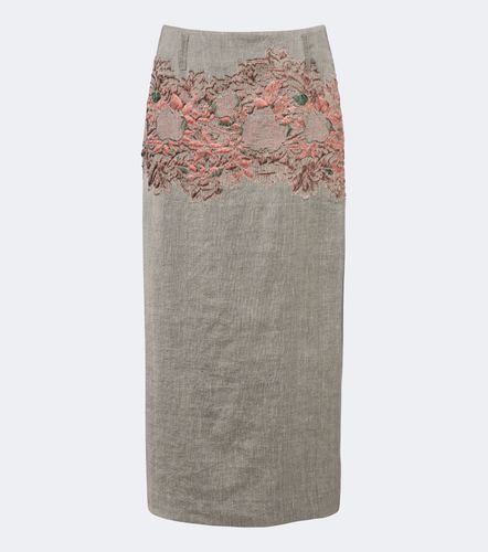 Falda midi en mezcla de lino y algodón - Dries Van Noten - Modalova