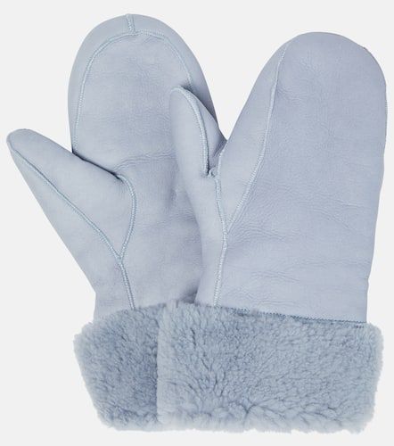 Shearling-trimmed leather mittens - Yves Salomon - Modalova