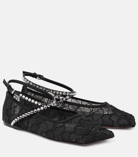 Ane embellished lace ballet flats - Amina Muaddi - Modalova