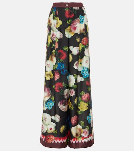 Pantalones anchos de seda floral de tiro alto - Dolce&Gabbana - Modalova