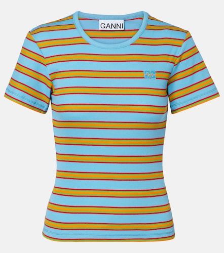 Camiseta en mezcla de algodón a rayas - Ganni - Modalova
