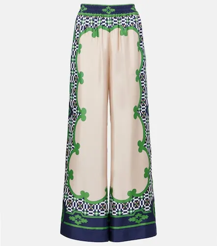 Printed silk twill palazzo pants - La DoubleJ - Modalova